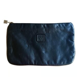 Anne Klein Black Leather Bag with Gold Accents